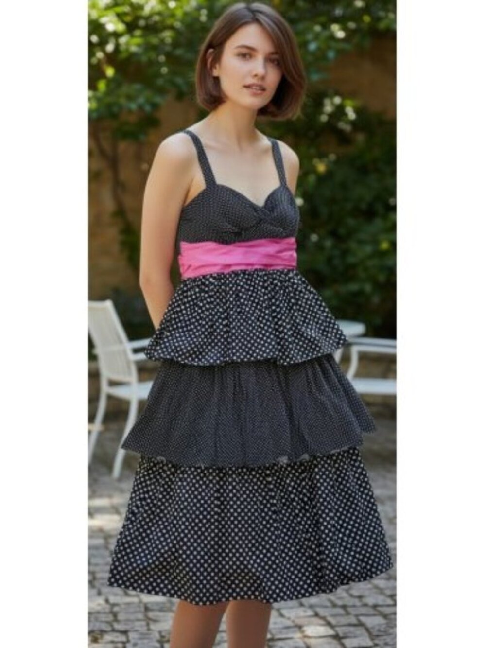 JENNY & ME Tiered Black and White Polka Dot Sundress Girls Size 14